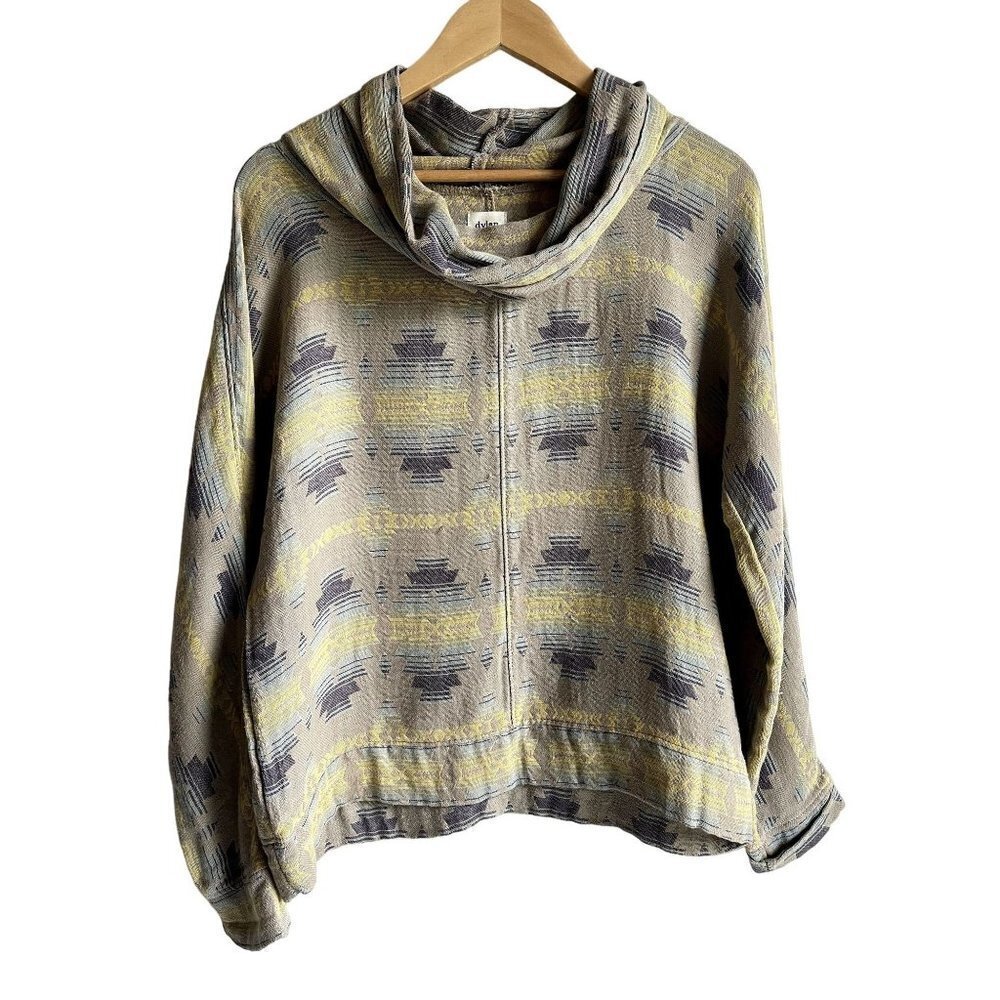 DYLAN Size Small Southwestern Boho Lightweight Pullover Sweatshirt Cowl Neck 100